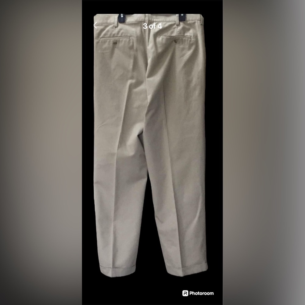GHBass & Co Khaki Cuffed Slacks Casual Office Dressy Size 38/34 - Picture 4 of 4